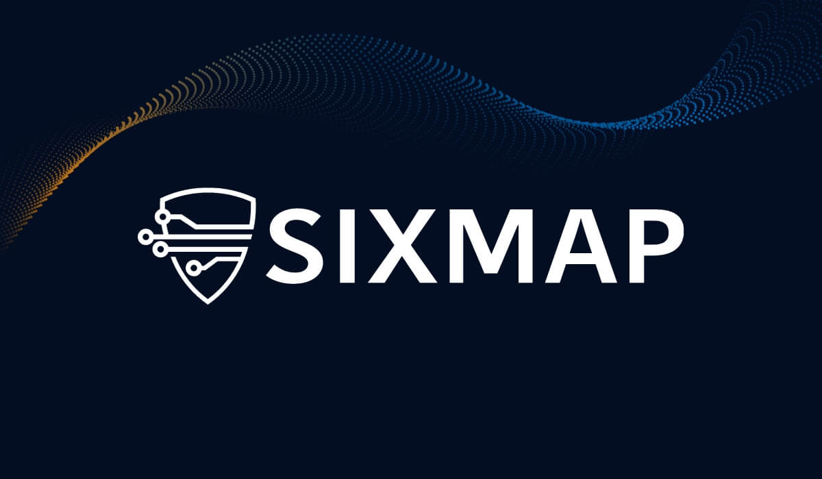 Sixmap logo next to a blue and yellow dotted wave